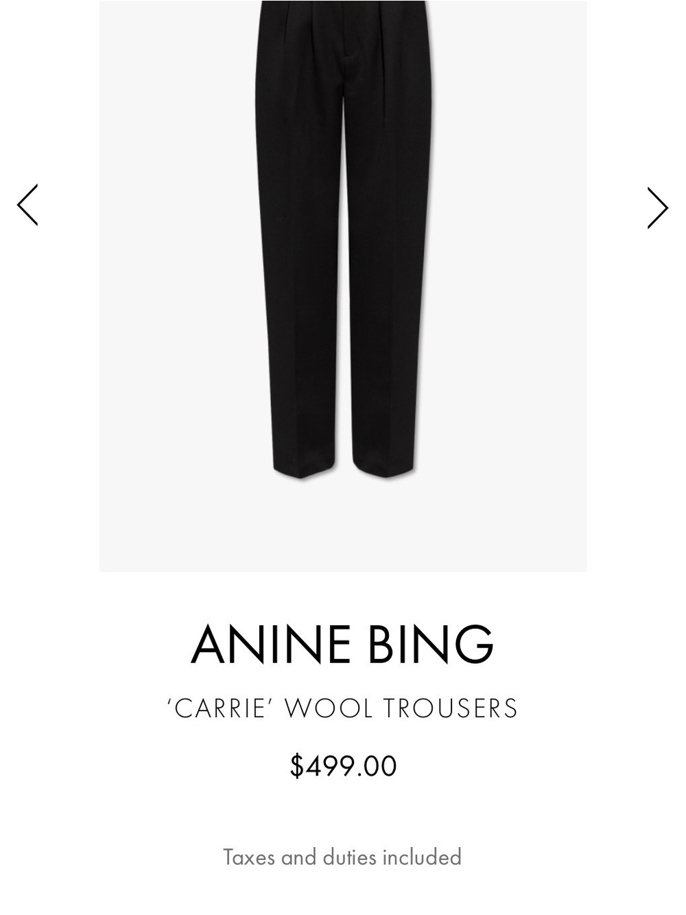 Women’s Anine Bing Elegant Black Pleated Wool Dress Pants - Picture 10 of 10